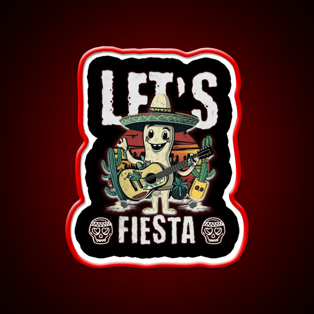 Lets Fiesta Mexico Fiesta Taco Guitar Cactus Taco Led Neon Sign Rgb Color - Shineneon