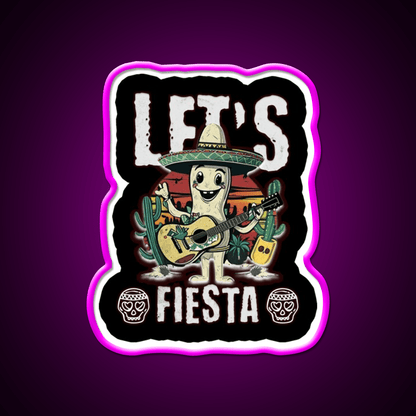 Lets Fiesta Mexico Fiesta Taco Guitar Cactus Taco Led Neon Sign Rgb Color - Shineneon