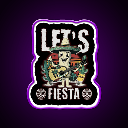 Lets Fiesta Mexico Fiesta Taco Guitar Cactus Taco Led Neon Sign Rgb Color - Shineneon