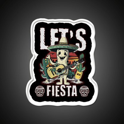 Lets Fiesta Mexico Fiesta Taco Guitar Cactus Taco Led Neon Sign Rgb Color - Shineneon