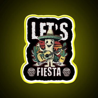 Lets Fiesta Mexico Fiesta Taco Guitar Cactus Taco Led Neon Sign Rgb Color - Shineneon