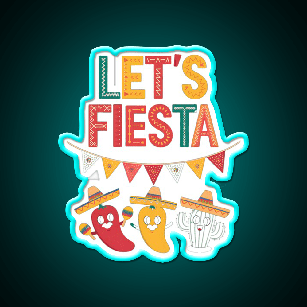 Lets Fiesta Mexico Taco Led Neon Sign Mexican Food Sign Rgb Color - Shineneon