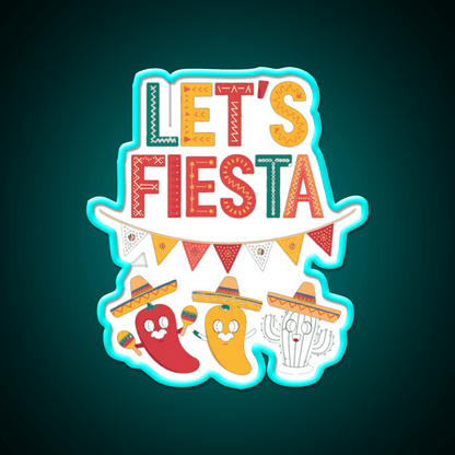 Lets Fiesta Mexico Taco Led Neon Sign Mexican Food Sign Rgb Color - Shineneon