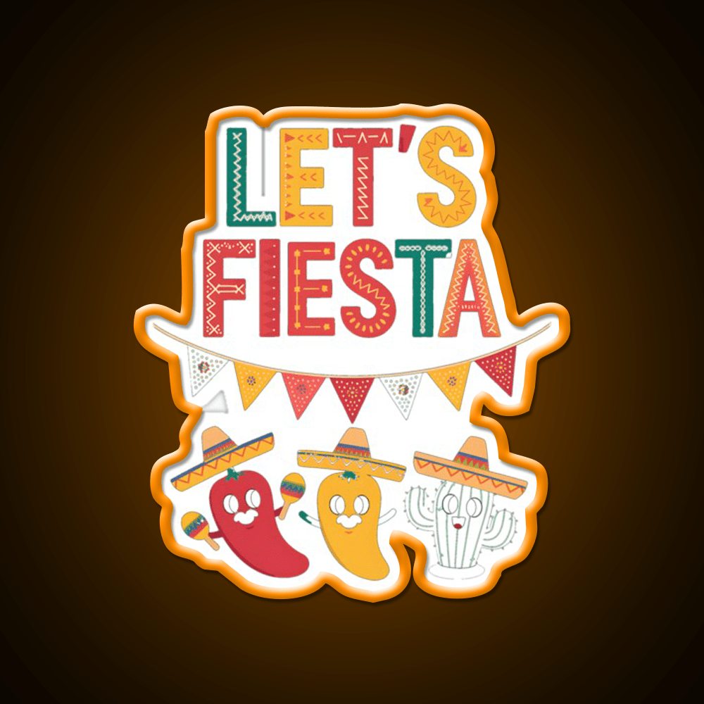 Lets Fiesta Mexico Taco Led Neon Sign Mexican Food Sign Rgb Color - Shineneon