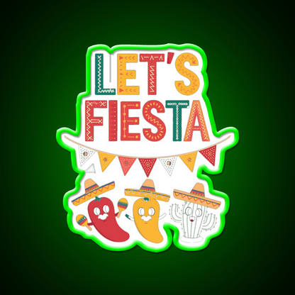 Lets Fiesta Mexico Taco Led Neon Sign Mexican Food Sign Rgb Color - Shineneon