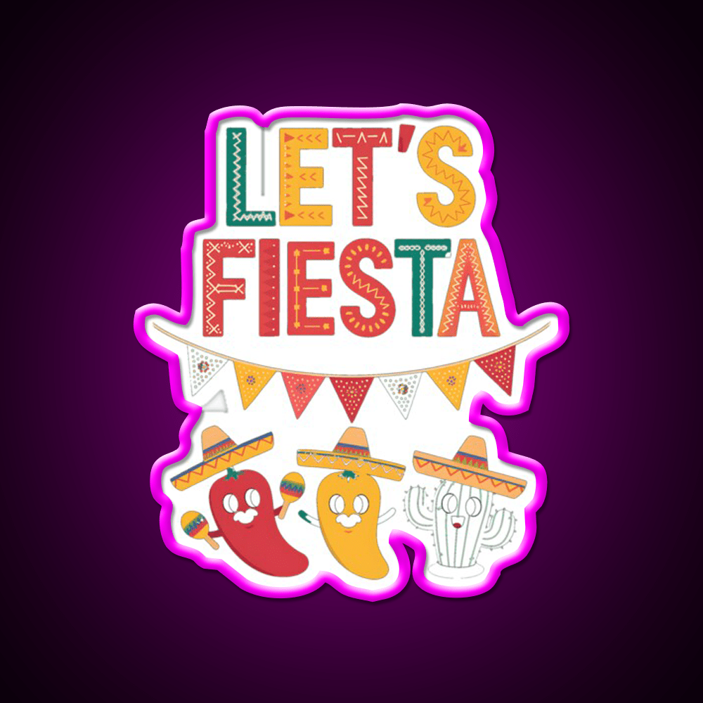 Lets Fiesta Mexico Taco Led Neon Sign Mexican Food Sign Rgb Color - Shineneon