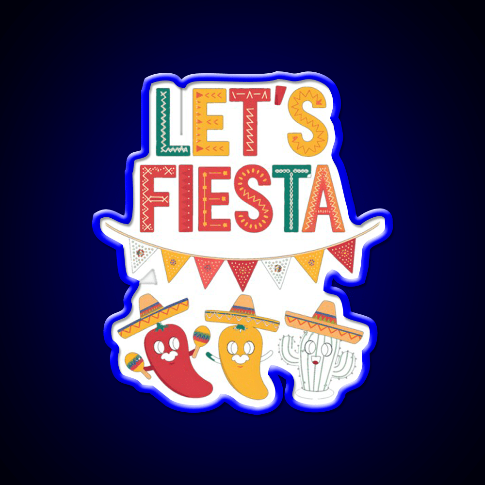 Lets Fiesta Mexico Taco Led Neon Sign Mexican Food Sign Rgb Color - Shineneon