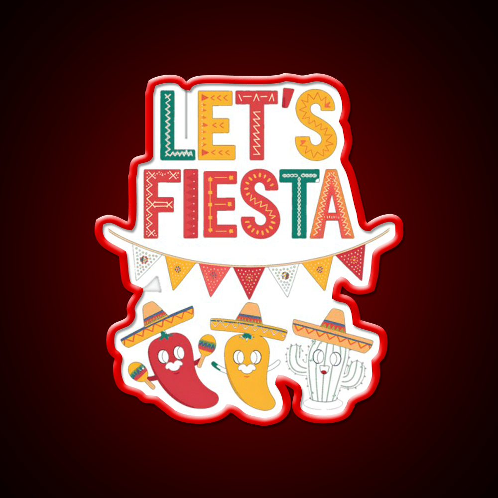 Lets Fiesta Mexico Taco Led Neon Sign Mexican Food Sign Rgb Color - Shineneon
