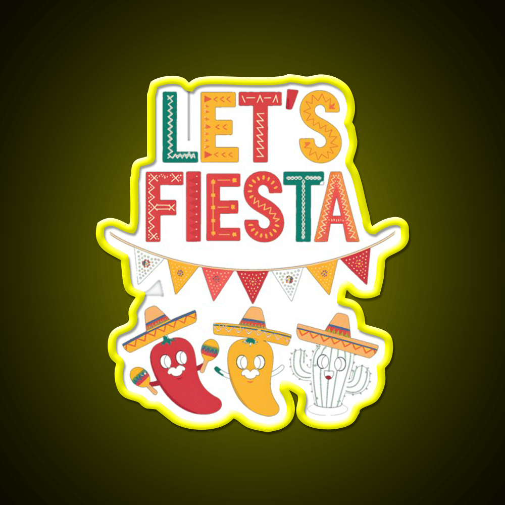 Lets Fiesta Mexico Taco Led Neon Sign Mexican Food Sign Rgb Color - Shineneon