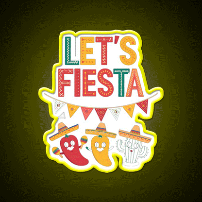 Lets Fiesta Mexico Taco Led Neon Sign Mexican Food Sign Rgb Color - Custom LED neon sign front view
