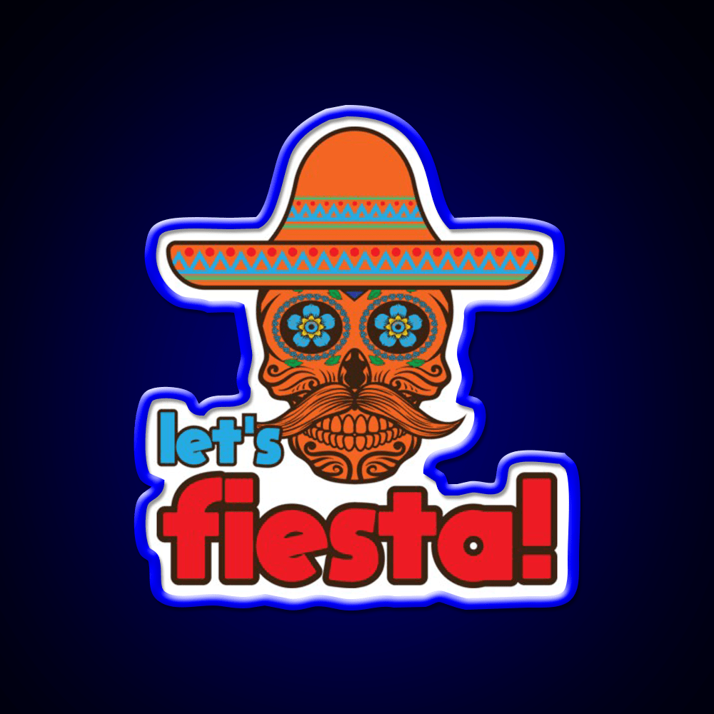Lets Fiesta Skull Sugar Fiesta Taco Led Neon Sign Mexican Food Sign Rgb Color - Shineneon