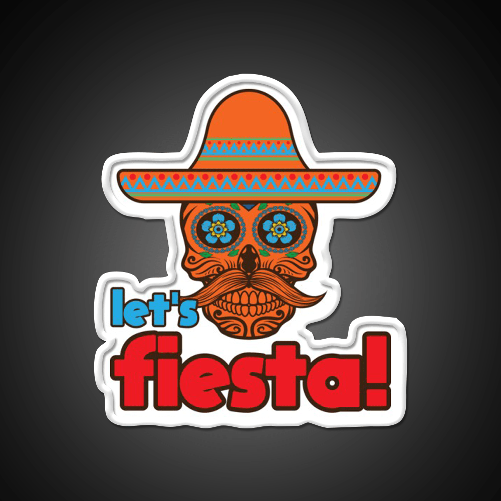 Lets Fiesta Skull Sugar Fiesta Taco Led Neon Sign Mexican Food Sign Rgb Color - Shineneon