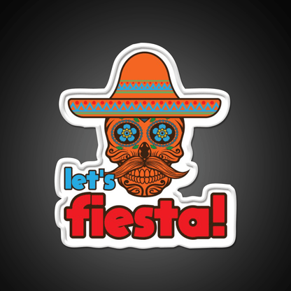 Lets Fiesta Skull Sugar Fiesta Taco Led Neon Sign Mexican Food Sign Rgb Color - Shineneon