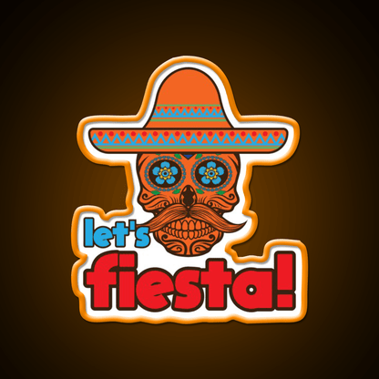 Lets Fiesta Skull Sugar Fiesta Taco Led Neon Sign Mexican Food Sign Rgb Color - Shineneon