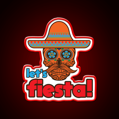 Lets Fiesta Skull Sugar Fiesta Taco Led Neon Sign Mexican Food Sign Rgb Color - Shineneon
