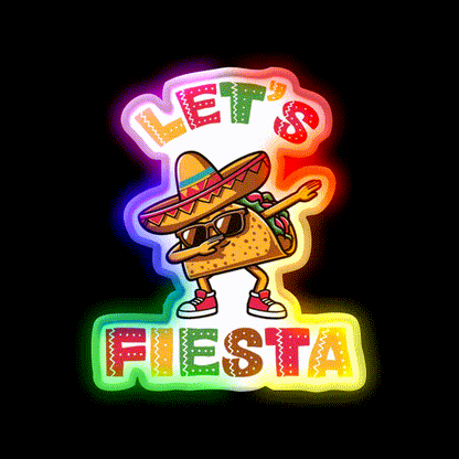 Lets Fiesta Taco Led Neon Sign Mexican Food Sign Food Neon Sign Rgb Color - LED neon sign close-up detail