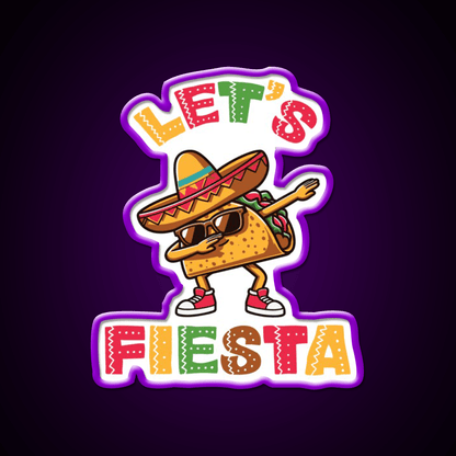 Lets Fiesta Taco Led Neon Sign Mexican Food Sign Food Neon Sign Rgb Color - Shineneon