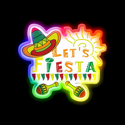 Lets Fiesta Taco Led Neon Sign Mexican Food Sign Kitchen Sign Rgb Color - LED neon sign close-up detail
