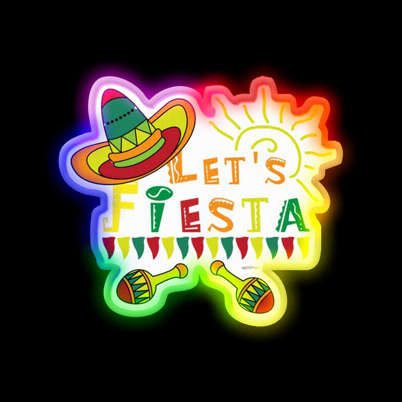 Lets Fiesta Taco Led Neon Sign Mexican Food Sign Kitchen Sign Rgb Color - LED neon sign close-up detail