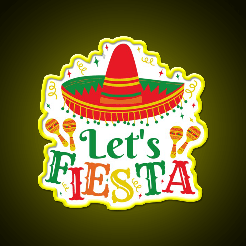 Lets Fiesta Taco Led Neon Sign Mexican Food Sign Rgb Color - Shineneon