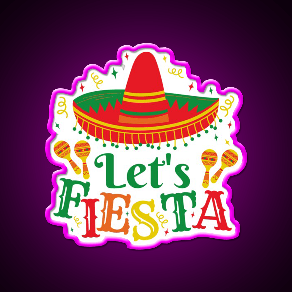 Lets Fiesta Taco Led Neon Sign Mexican Food Sign Rgb Color - Shineneon