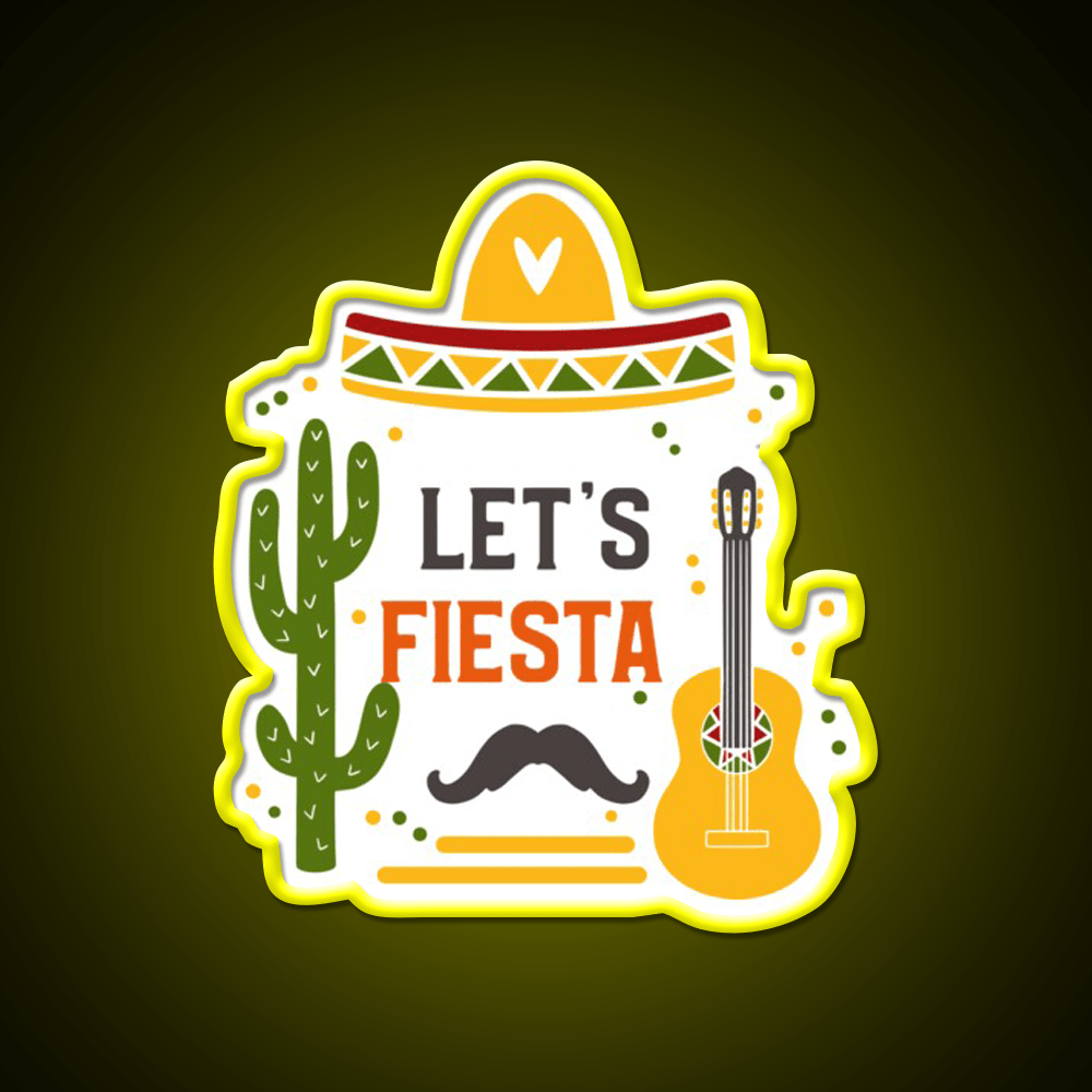 Lets Fiesta Taco Led Neon Sign Mexican Food Sign Wall Light Rgb Color - Shineneon