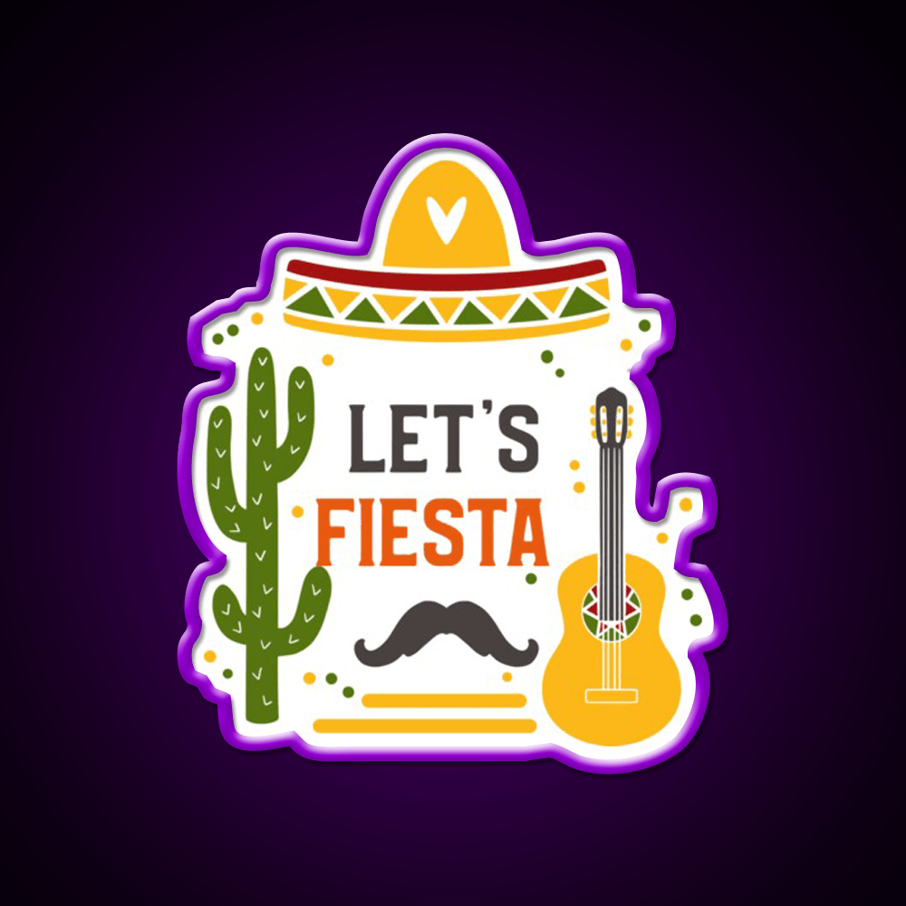 Lets Fiesta Taco Led Neon Sign Mexican Food Sign Wall Light Rgb Color - Shineneon