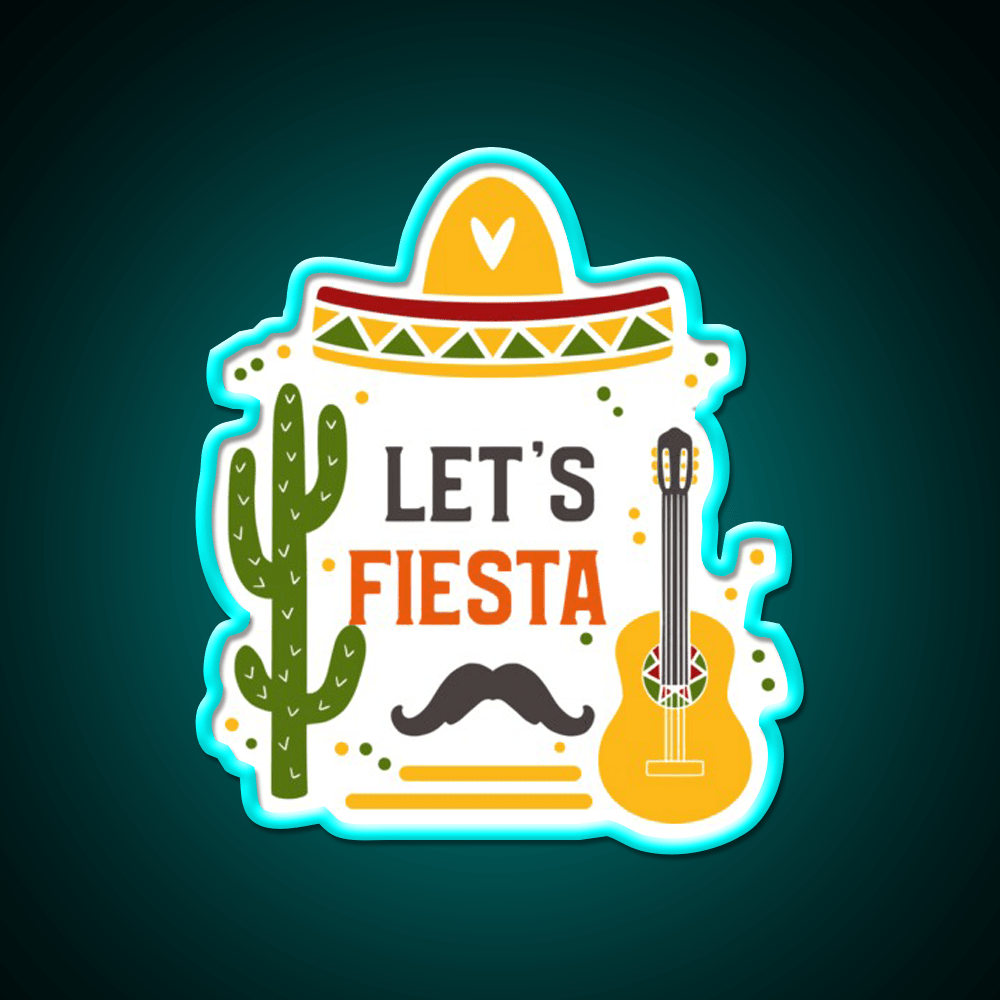 Lets Fiesta Taco Led Neon Sign Mexican Food Sign Wall Light Rgb Color - Shineneon