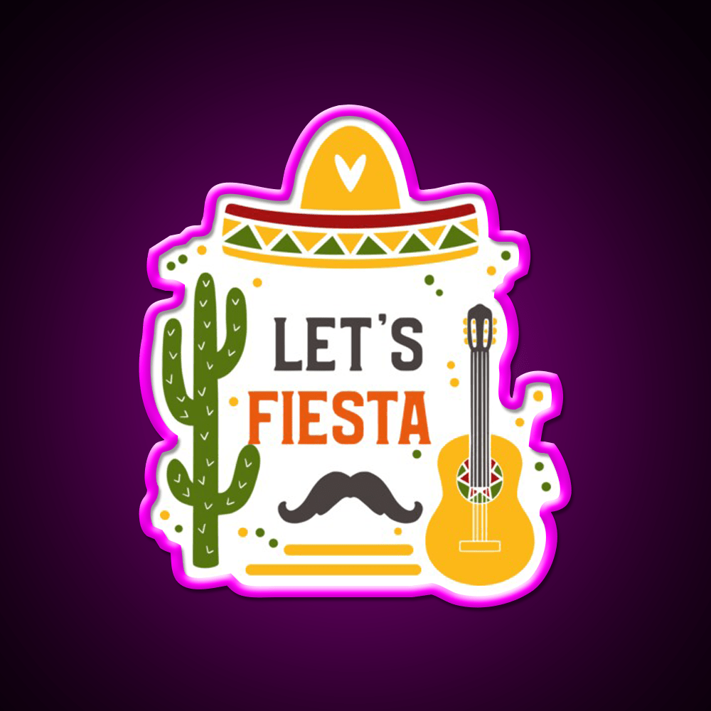Lets Fiesta Taco Led Neon Sign Mexican Food Sign Wall Light Rgb Color - Shineneon