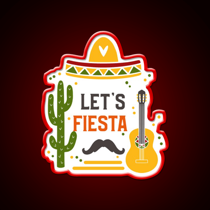 Lets Fiesta Taco Led Neon Sign Mexican Food Sign Wall Light Rgb Color - Shineneon