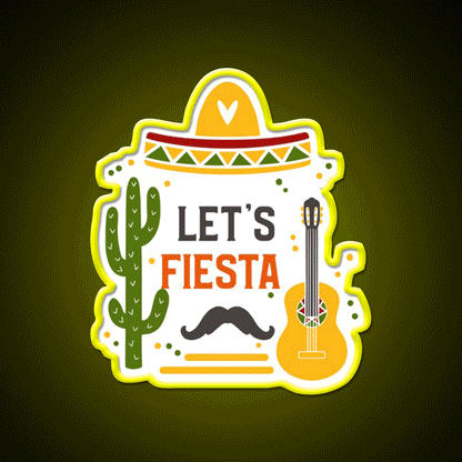 Lets Fiesta Taco Led Neon Sign Mexican Food Sign Wall Light Rgb Color - Custom LED neon sign front view