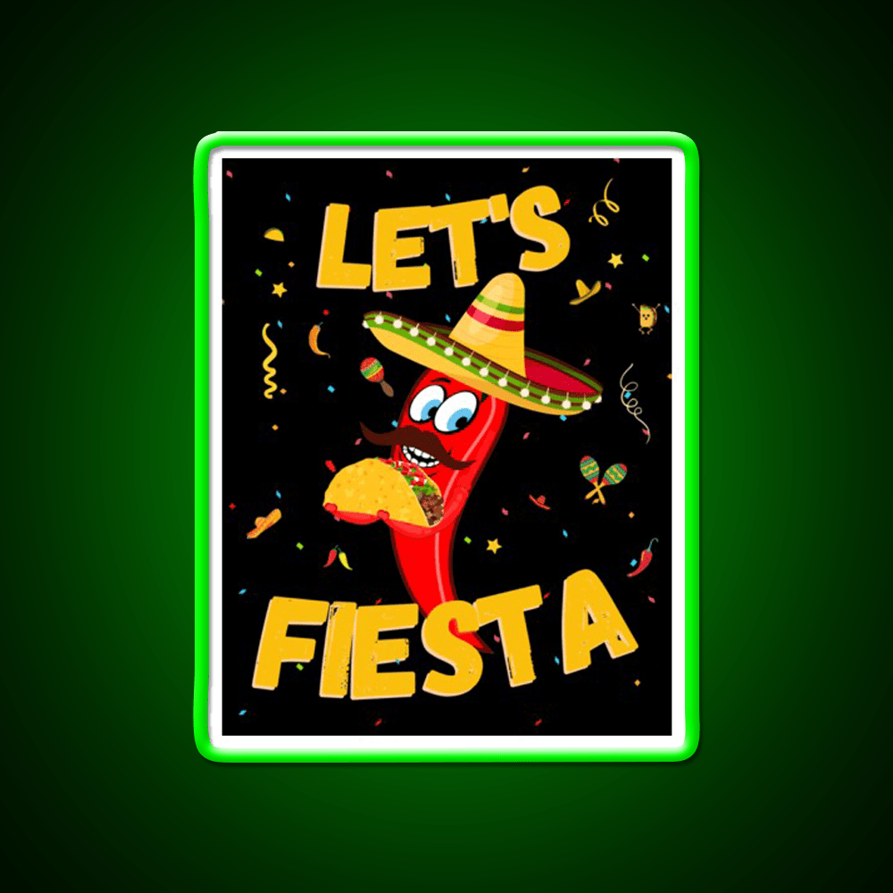 Lets Fiesta Taco Led Neon Sign Mexican Food Sign Wall Sign Rgb Color - Shineneon