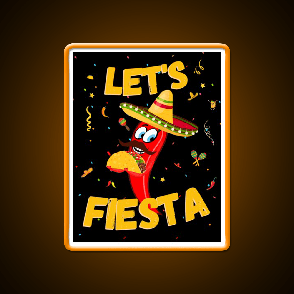 Lets Fiesta Taco Led Neon Sign Mexican Food Sign Wall Sign Rgb Color - Shineneon