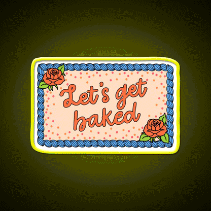 Lets Get Baked The Peach Fuzz Hemp Inspired Green Leaf Led Neon Sign Rgb Color - Custom LED neon sign front view