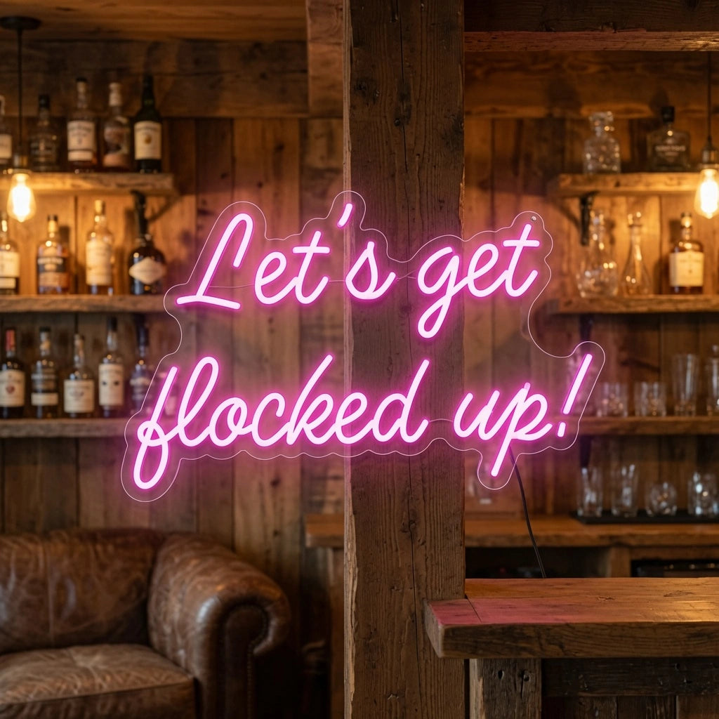 Let's Get Flocked Up LED Neon Sign - 03 Real Lifestyle Scene