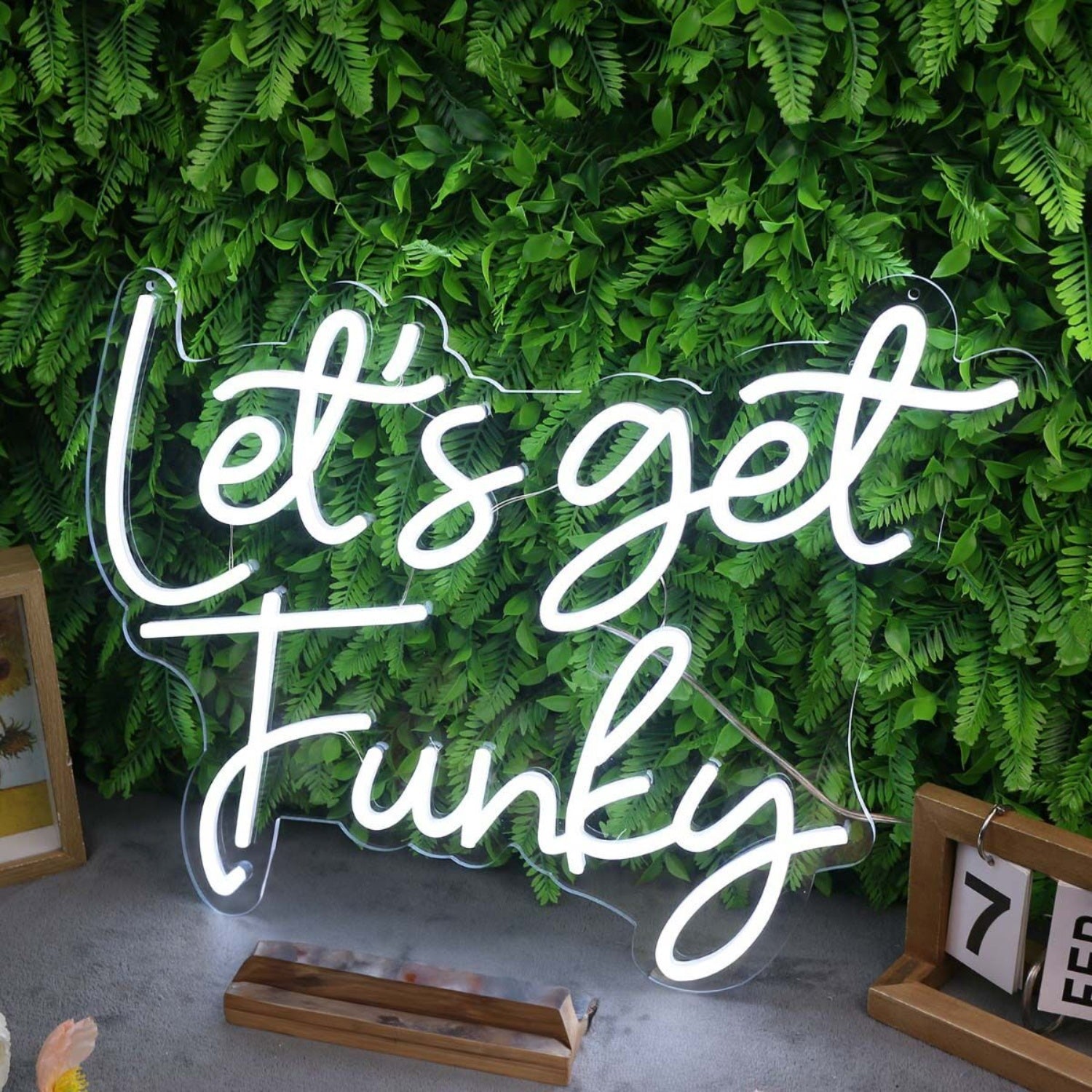 Lets Get Funky White Led Neon Sign - Shineneon
