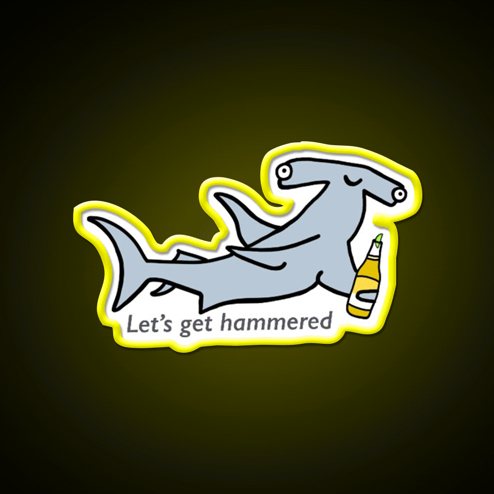 Lets Get Hammered Beer Bar Decor Led Neon Sign By Sunshine Co Rgb Color - Custom LED neon sign front view