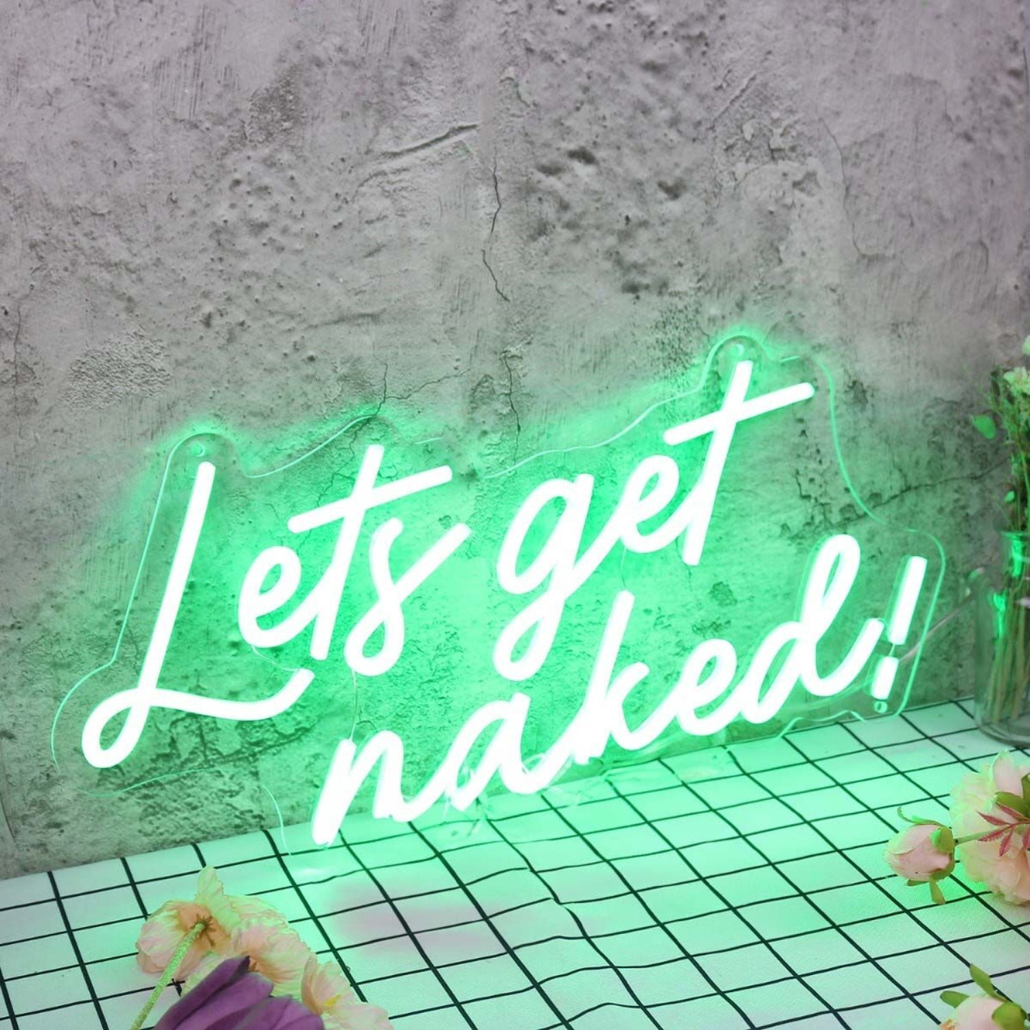 Lets Get Naked Green Led Neon Sign - Shineneon