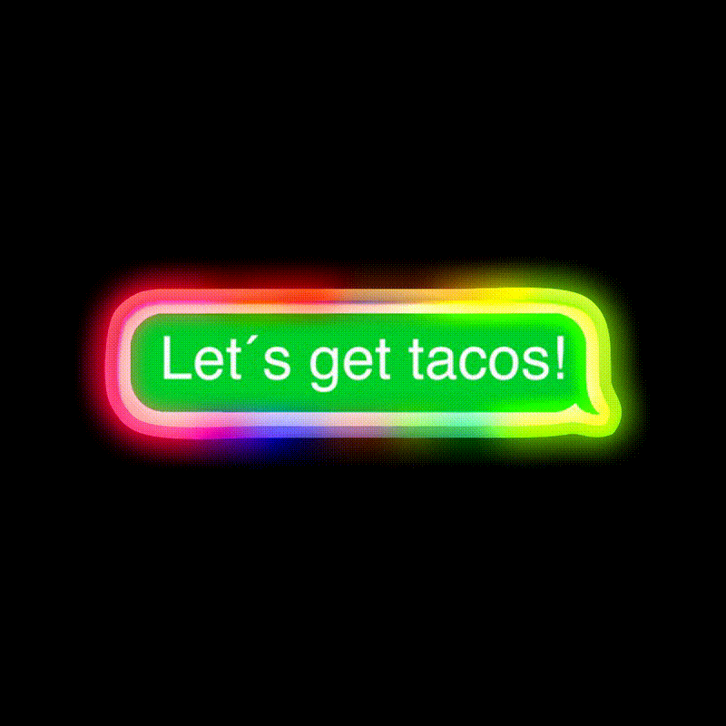 Lets Get Taco Led Neon Sign Mexican Food Neon Sign Kitchen Sign Rgb Color - LED neon sign close-up detail