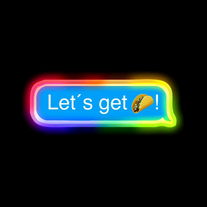 Lets Get Taco Led Neon Sign Mexican Food Sign Wall Light Rgb Color - LED neon sign close-up detail