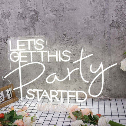 Lets Get This Party Started White Led Neon Sign - Shineneon