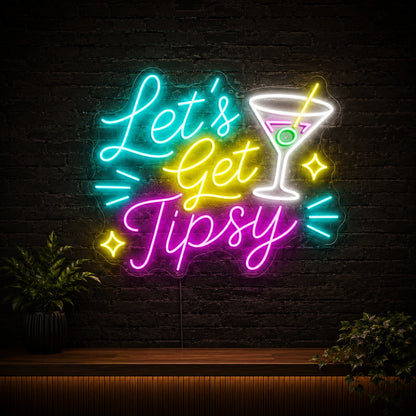 Lets Get Tipsy Cocktail LED Neon Sign high-converting product image