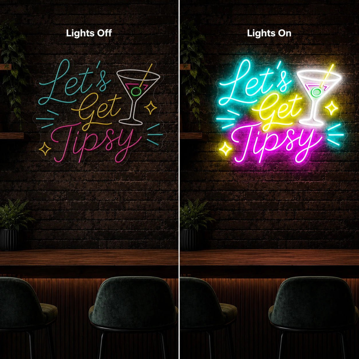 Lets Get Tipsy Cocktail LED Neon Sign - Shineneon