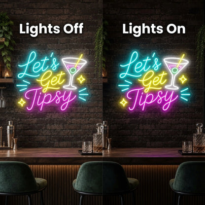 Let's Get Tipsy LED Neon Sign - 06 Day Night Comparison
