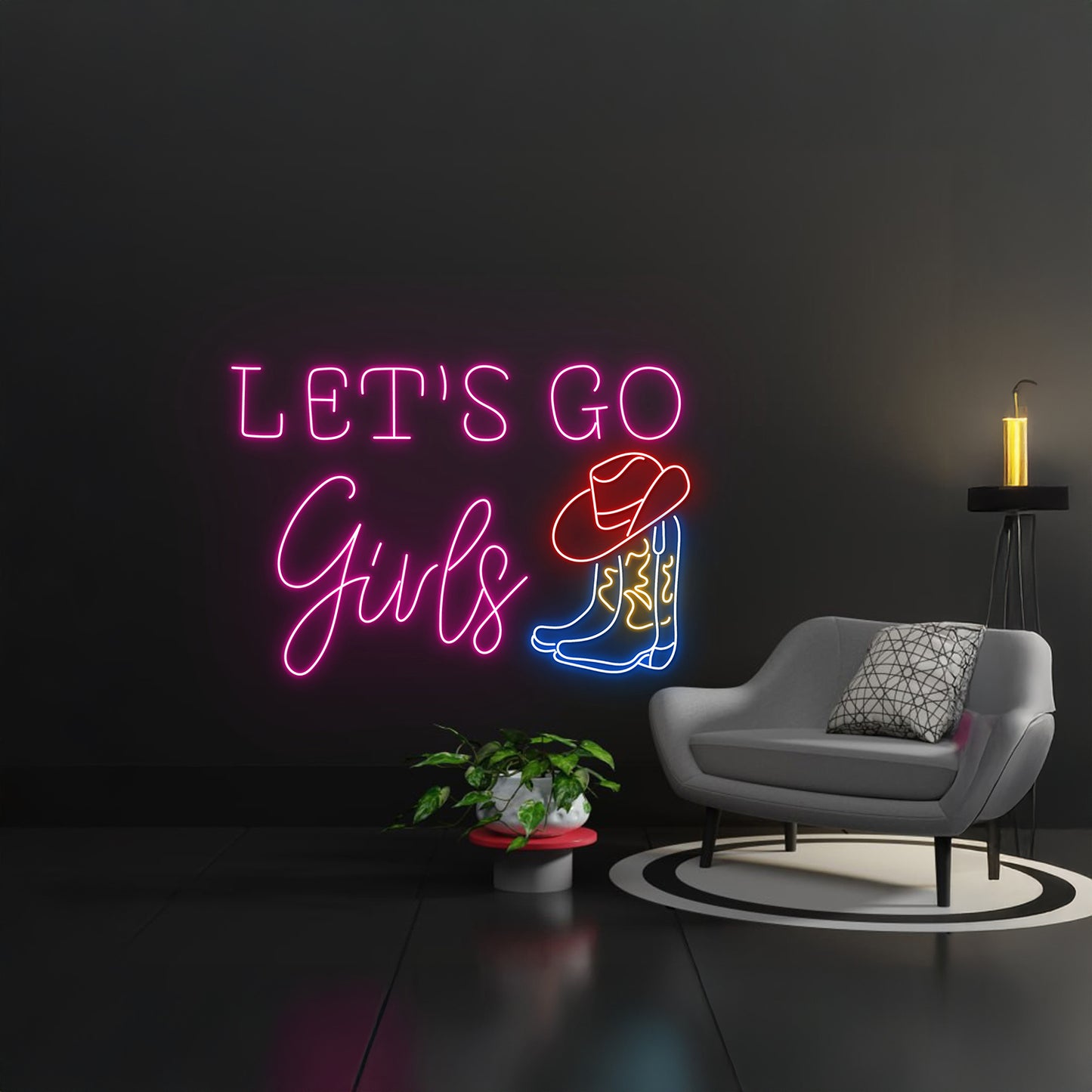 Lets Go Girls Cowboy Boots Led Sign