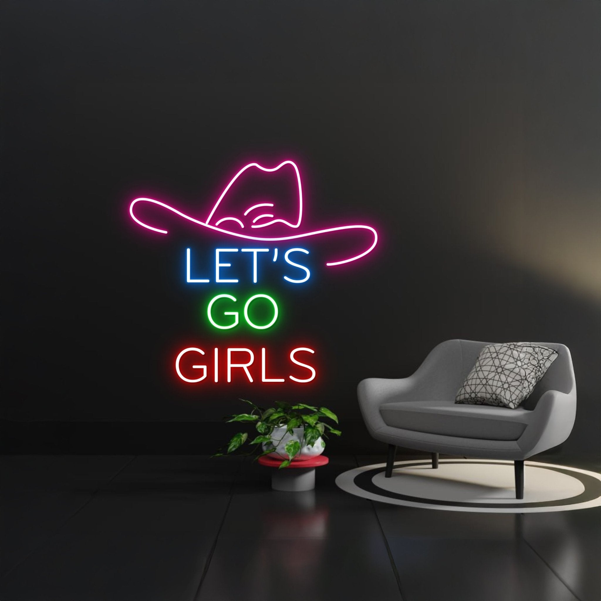 Lets Go Girls Cowboy Hat Neon Sign - Shineneon