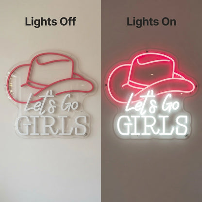 Let's Go Girls LED Neon Sign - 06 Day Night Comparison