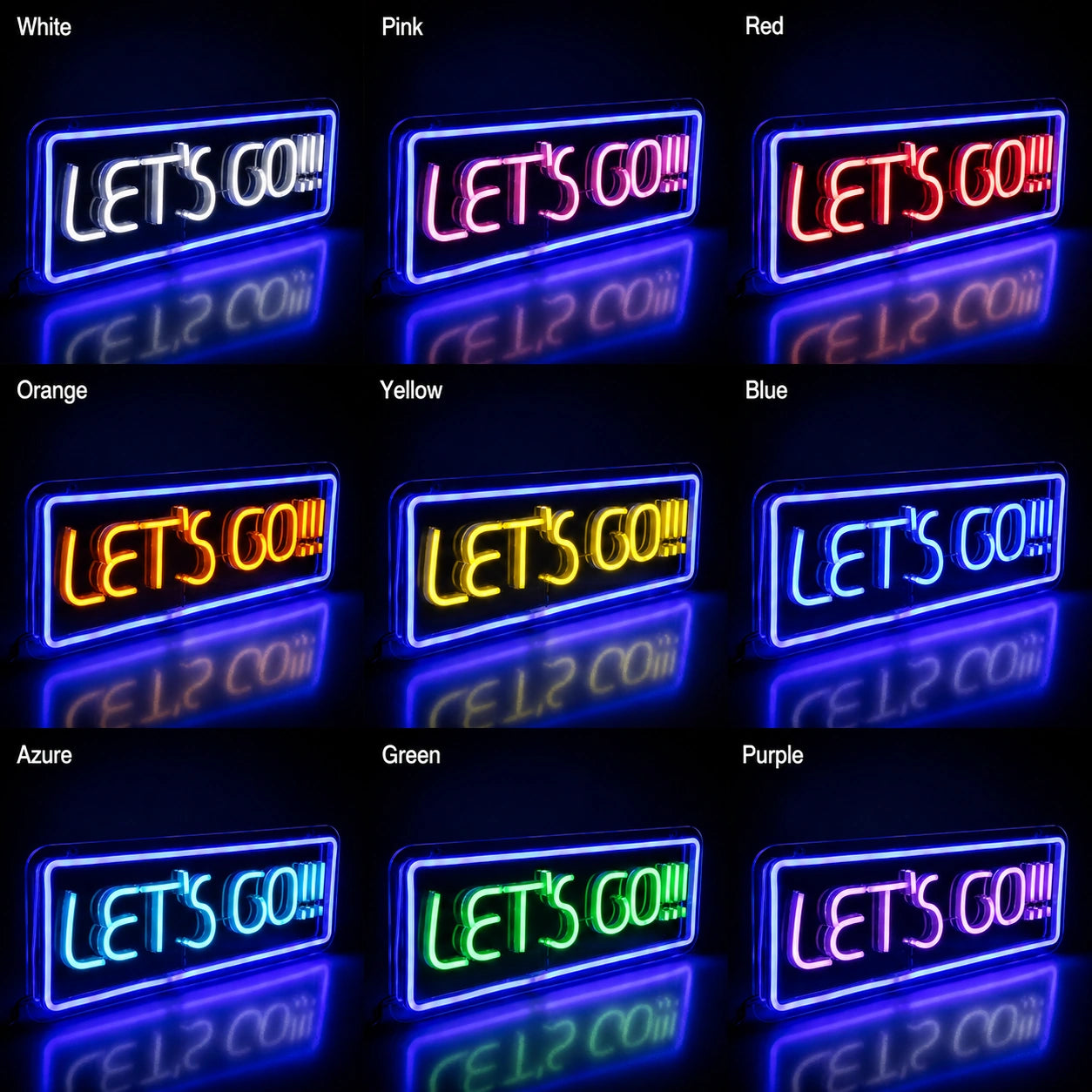 Lets Go LED Neon Sign day and night comparison