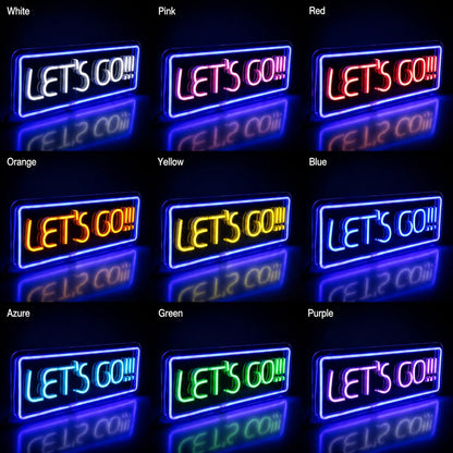 Lets Go LED Neon Sign day and night comparison