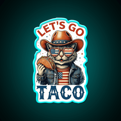Lets Go Taco Cat Taco Led Neon Sign Rgb Color - Shineneon